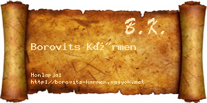 Borovits Kármen névjegykártya